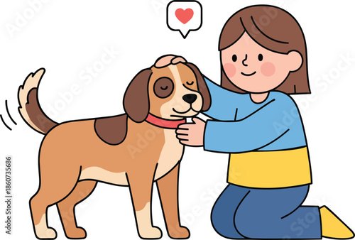 Playful brown dog with collar illustration.