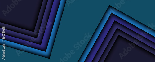 Blue triangles vector background with gradient color paper layers overlapping space for text and message artwork design