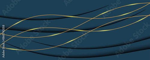 Blue background design with gold lines composition