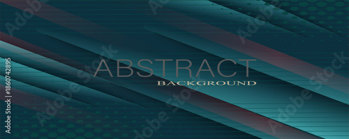 Premium background design with a diagonal dark tosca line pattern. Vector horizontal template for digital lux business banner