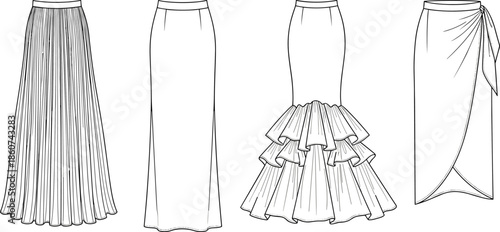 Four different styles of women's skirts women's clothing fashion clothing pleated skirt