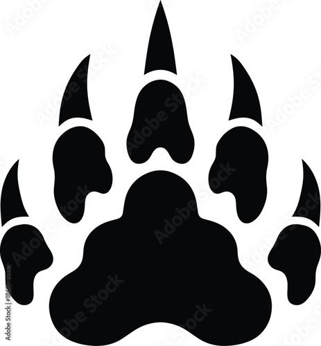 Black Bear Paw Print with Claws