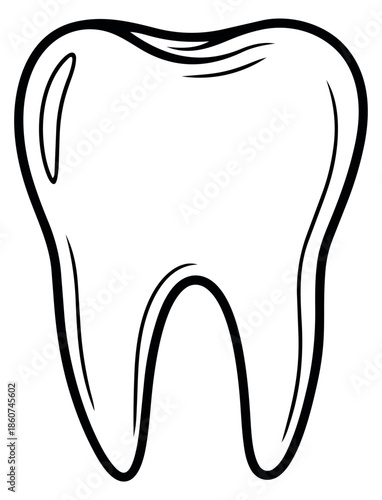 Hand drawn line art illustration of a human tooth depicting dental health for dentistry and oral hygiene