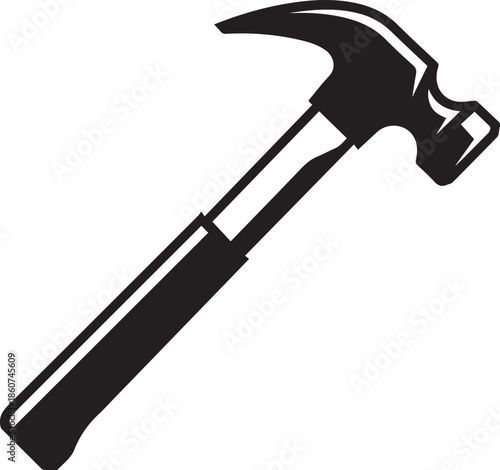 Modern black hammer for construction and DIY projects