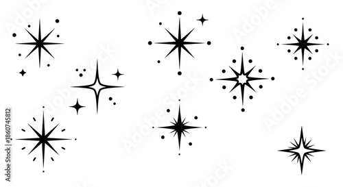 Collection of Sparkling Starbursts and Twinkling Elements.