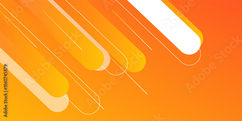 Orange Rounded Geometric Shapes Background. Abstract geometric shapes. With white lines vector gradient yellow and orange.