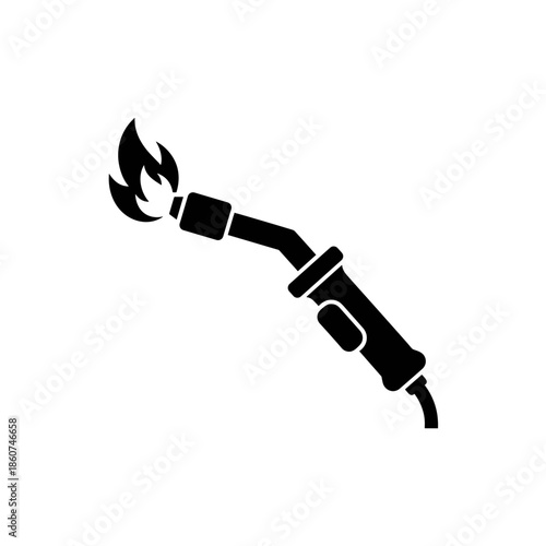 Black Blowtorch with Flame Icon Illustration.