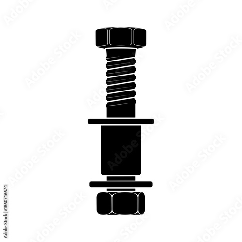 Black Bolt with Nut and Washer.