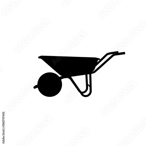 Black Silhouette Wheelbarrow Garden Tool Illustration.