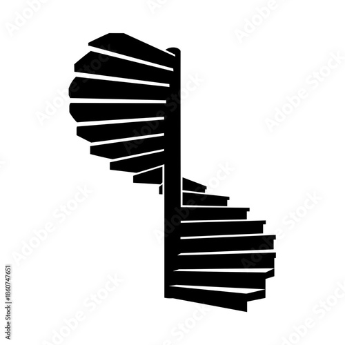 Black Spiral Staircase Silhouette Design Element.