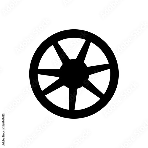 Black Wheel with Eight Spokes Silhouette.