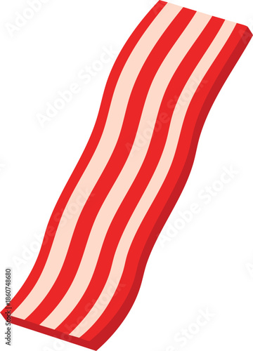 Delicious Sizzling Raw Bacon Strip Illustration, High Quality Meat Product Vector Graphic for Food Branding, Restaurant Menus, Breakfast Themes, Cooking Blogs, and Kitchen Decor Projects.