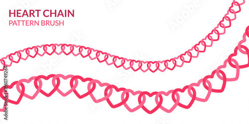 Pink Interlinked Heart Chain Pattern Brush Stroke Garland for Valentine's Day