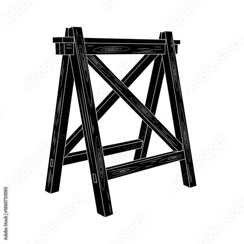 Wooden Stool or Stand Isolated on White.