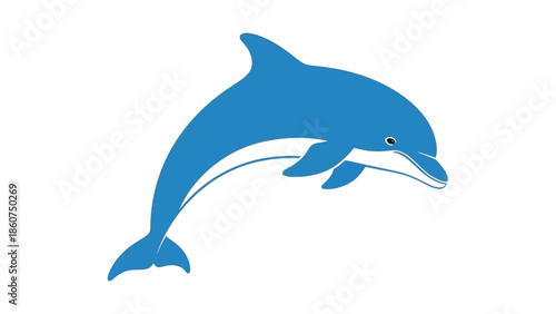 Blue dolphin jumping marine mammal character vector graphic on white