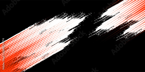 Halftone dots red and blue color pattern gradient grunge texture background. Dot pop art comic sport style vector illustration