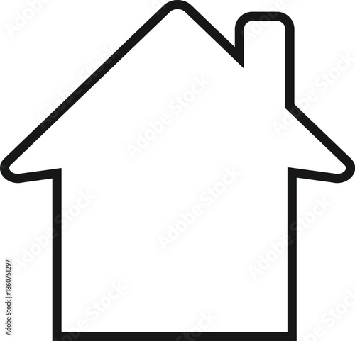 Simple Black Line Art House Icon Vector Illustration, Minimalist Home Outline Symbol for Real Estate, Mortgage, Construction, and Property Branding and Graphic Design Projects.