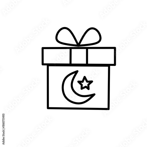 Islamic Gift Box with Crescent Moon and Star Illustration