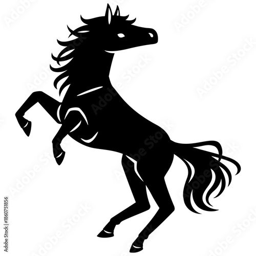 立ち上がる馬のシルエットイラスト