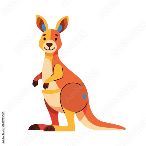 A cartoon kangaroo standing on a white background
