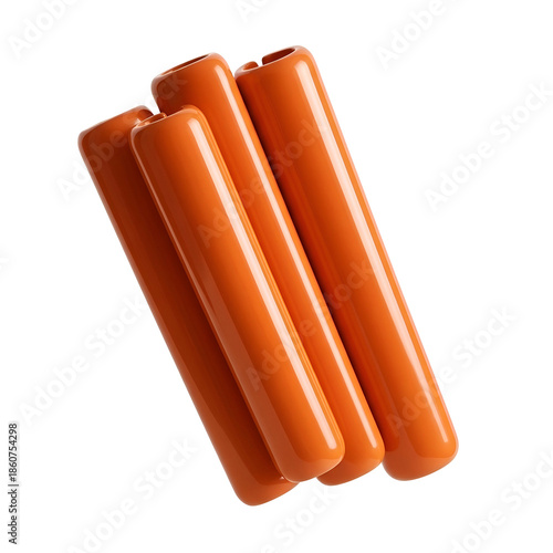 Three sausages arranged in a row.