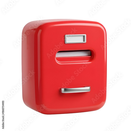 Red Mini Fridge with Silver Handles.