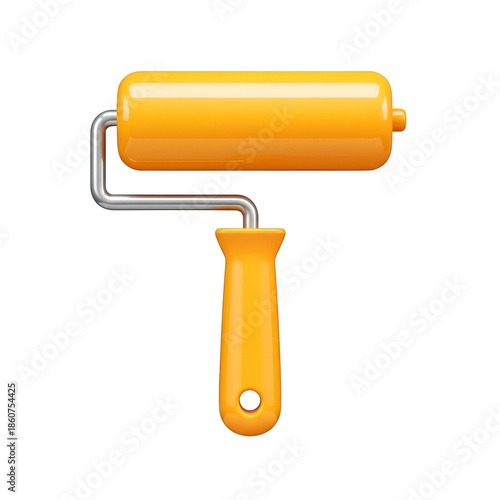 Yellow Paint Roller Tool Isolated.