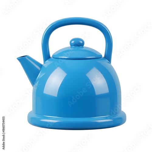 Blue Kettle with Handle and Spout.