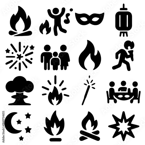 Festive Icons: A collection of captivating icons representing themes of celebration, featuring imagery that sparks joy and anticipation.