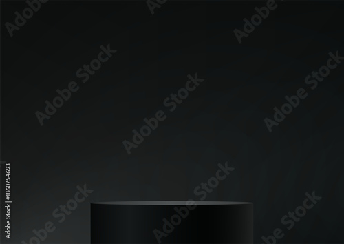 Black background vector 3d with podium Space for selling products on the website. Abstract wallpaper design with copy space to display your products. Vector illustration.