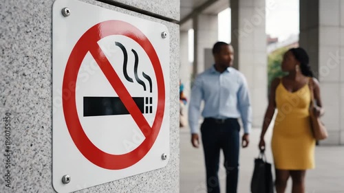 No Smoking Sign and Couple, Smoke-Free Lifestyle, Health, Regulation