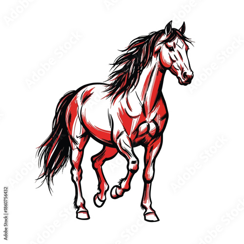 Illustration of a running horse.