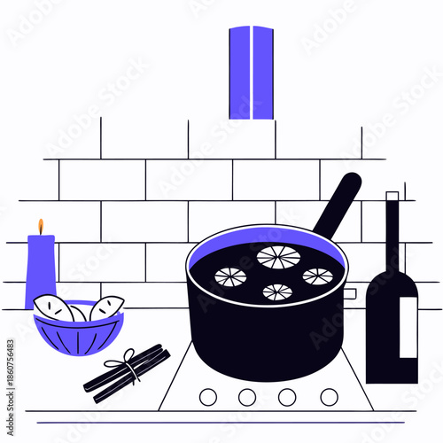 Cozy Winter Kitchen with Mulled Wine