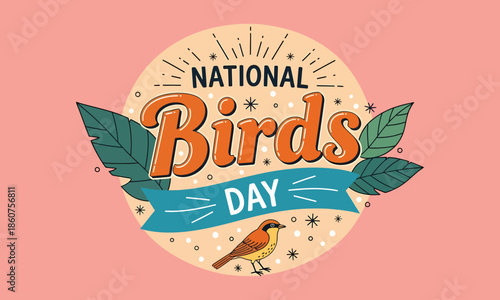 National birds day celebration design illustration