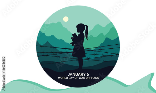 Silhouette of a girl in a mystical mountain landscape