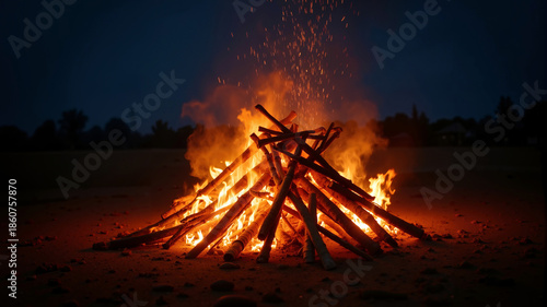 Lohri festival bonfire with warm celebratory mood representing Punjabi winter harvest tradition at night outdoor background