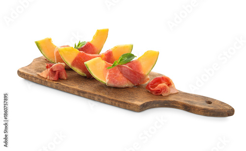 Wooden board of fresh melon...