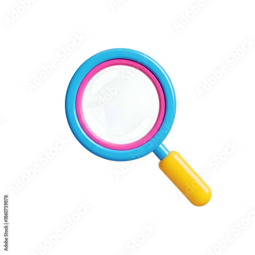 Colorful Magnifying Glass with Yellow Handle.