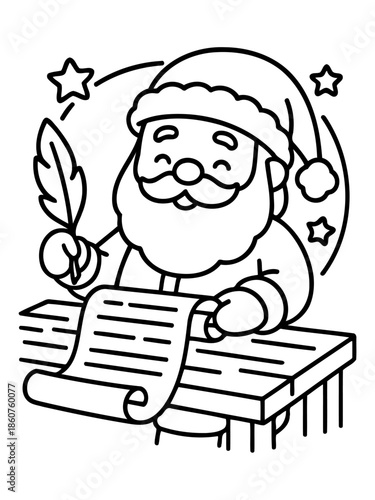The Jolly Scribe: A heartwarming depiction of a cheerful figure diligently penning a festive message, embodying the spirit of the holiday season.