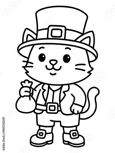 Lucky Cat: A charming cartoon cat, adorned in festive attire, stands proudly, embodying the spirit of celebration and good fortune, perfect for greeting cards and cheerful designs.