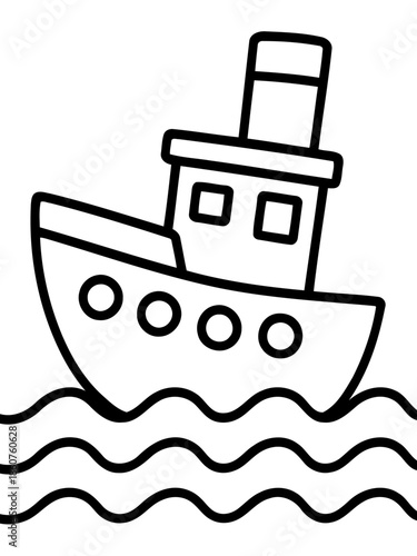 Sailboat on the Waves: A simple illustration of a sailboat gently navigates the water, the stylized waves and clean lines give a feeling of serenity and adventure.