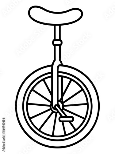 Monocycle in Profile: An illustrative front view of the monocycle, showcasing its unique design, this image conveys themes of balance and entertainment.