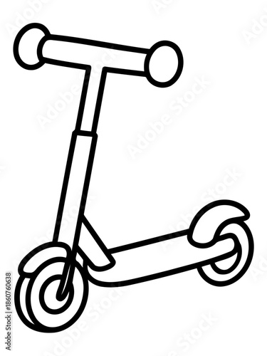 Scooter Simple Design: A simple vector outline of a classic kick scooter, perfect for recreational activities and urban transportation.