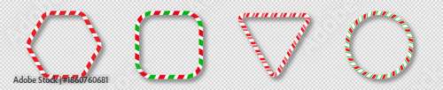 Set of Christmas candy cane frames