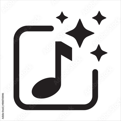 AI music generation icon. Artificial intelligence audio creation symbol. Generative AI sound and music production sign. Smart audio automation icon for UI UX interface and digital media platform.