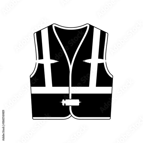 Black and White Safety Vest Illustration.