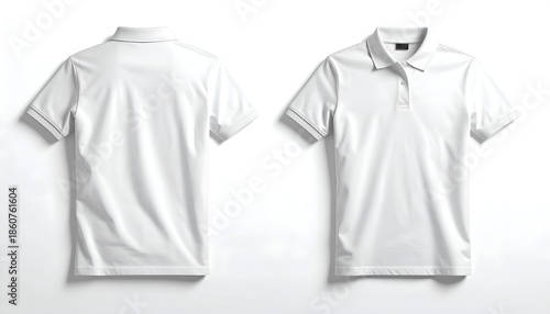 Blank polo shirt flat lay mockup top view isolated on white background. Perfect for catalogs, ecommerce, and corporate branding visual