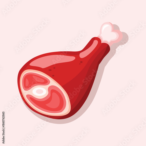 A flat illustration of a raw chicken drumstick, suitable for food menus, butcher displays, and culinary ingredient visuals.