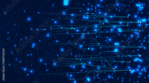 AI Intelligence with neural networks data flows symbolizing machine learning and automation. For tech ads websites and marketing campaigns. Vector illustration...