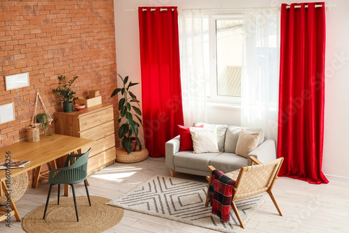 Wooden table with comfortab...